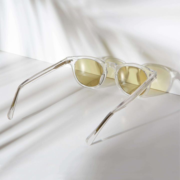 Clear Acetate Square Sunglass with Colored Lenses - Benson