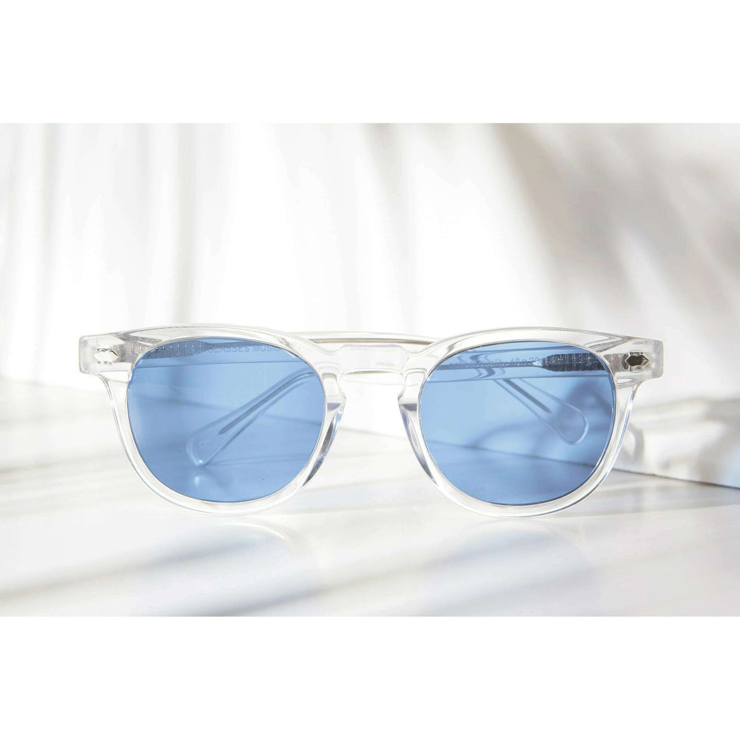 Clear Acetate Square Sunglass with Colored Lenses - Benson