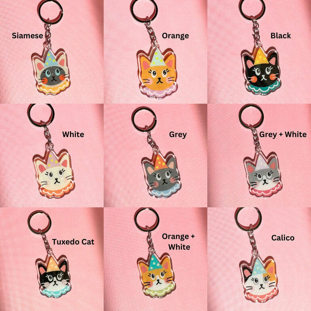 Clown Cat Acrylic Keychain