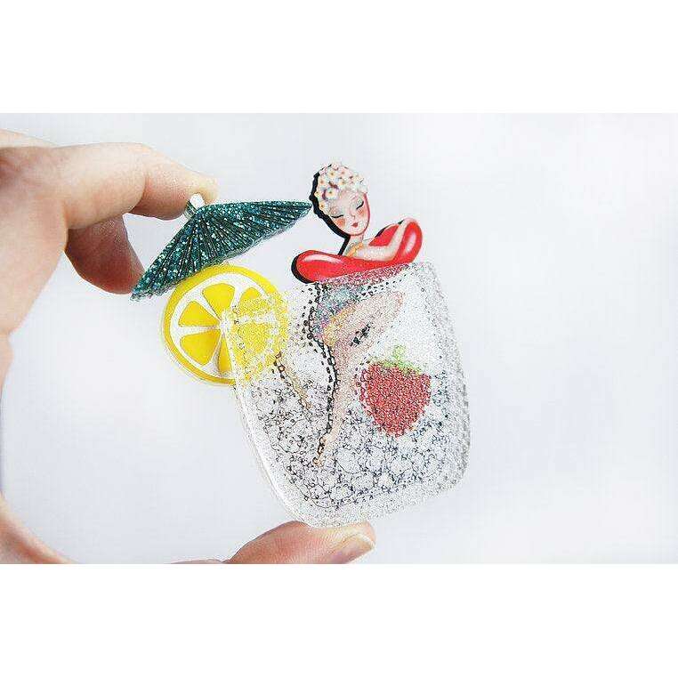 Cocktail Pin Up Girl Brooch by Laliblue - Quirks!