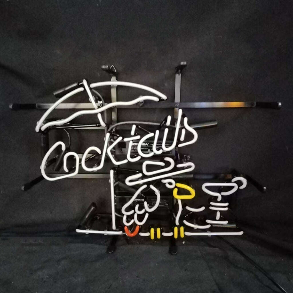 Cocktails with Under Umbrella Parrot Neon Signs