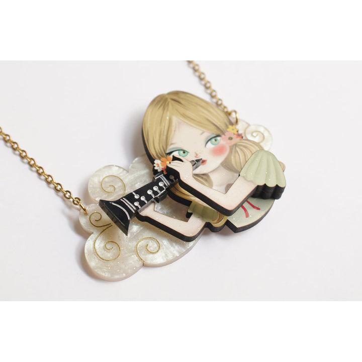 Girl playing the clarinet Necklace by Laliblue 1
