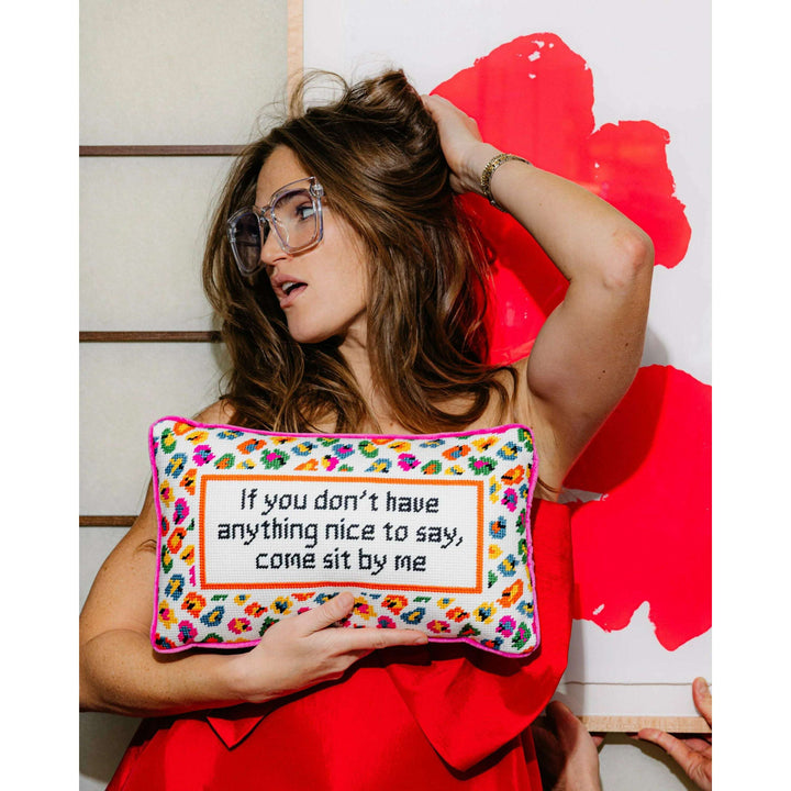 Come Sit By Me Needlepoint Pillow