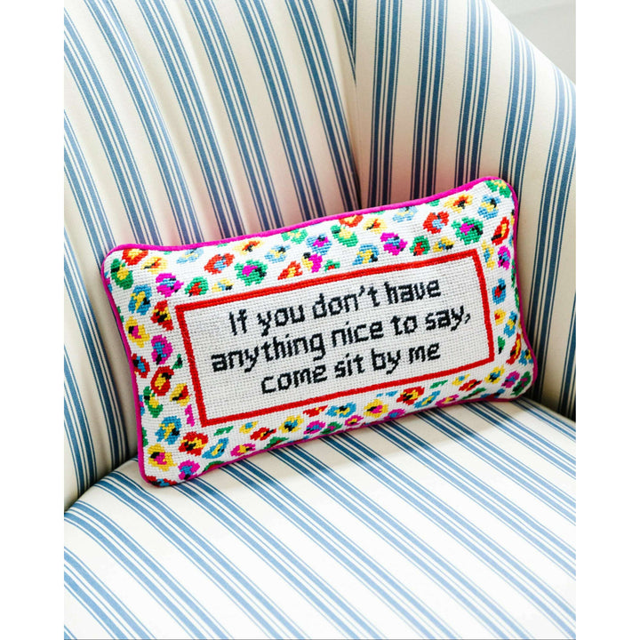 Come Sit By Me Needlepoint Pillow