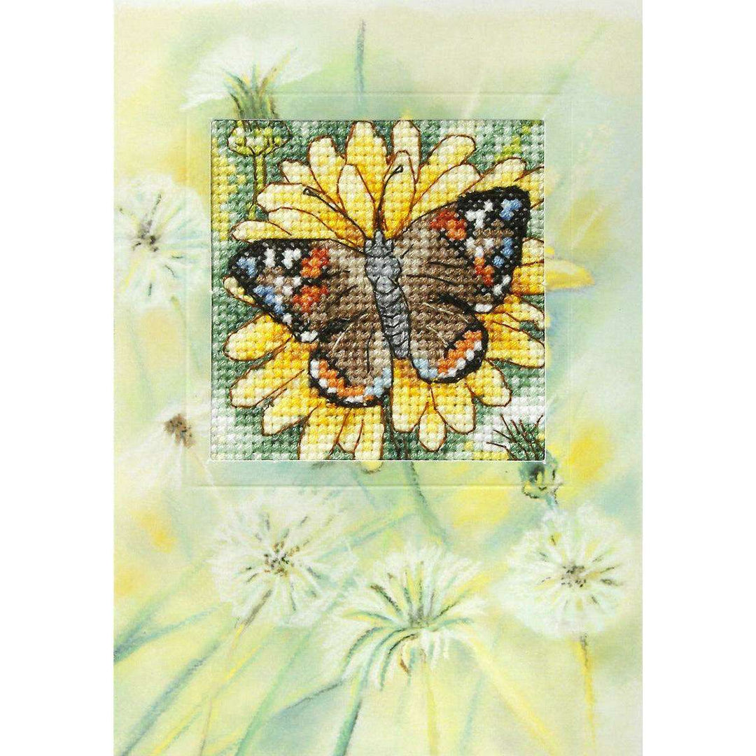 Complete counted cross stitch kit - greetings card "Flower and butterfly" 6226
