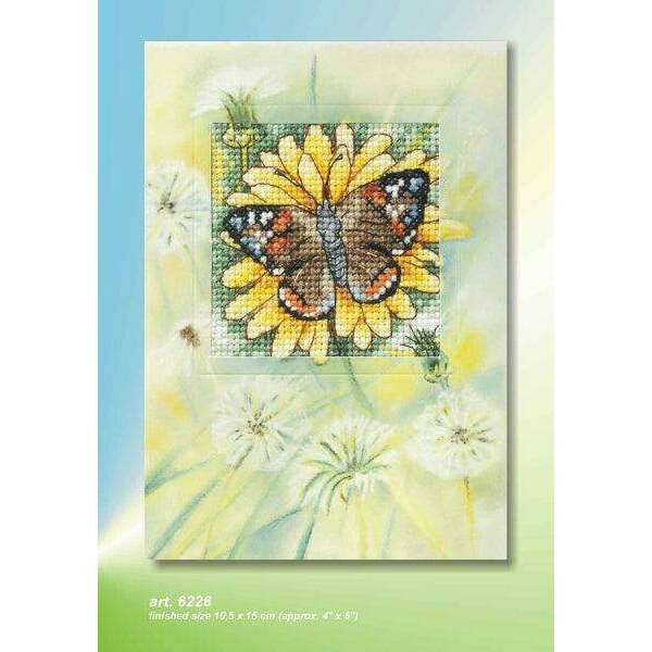 Complete counted cross stitch kit - greetings card "Flower and butterfly" 6226