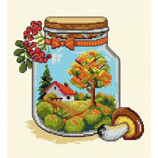 Complete counted cross-stitch kit "Autumn Jar" 7773