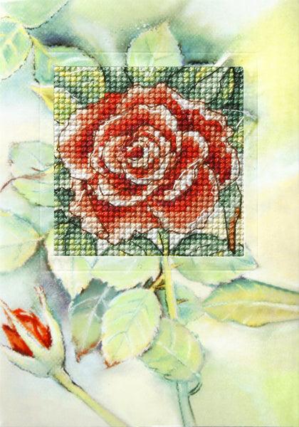 Complete counted cross stitch kit - greetings card "Rose" 6228
