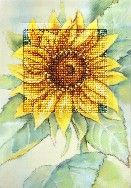 Complete counted cross stitch kit - greetings card "Sunflower" 6229