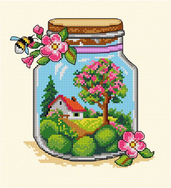 Complete counted cross-stitch kit "Spring Jar" 7775