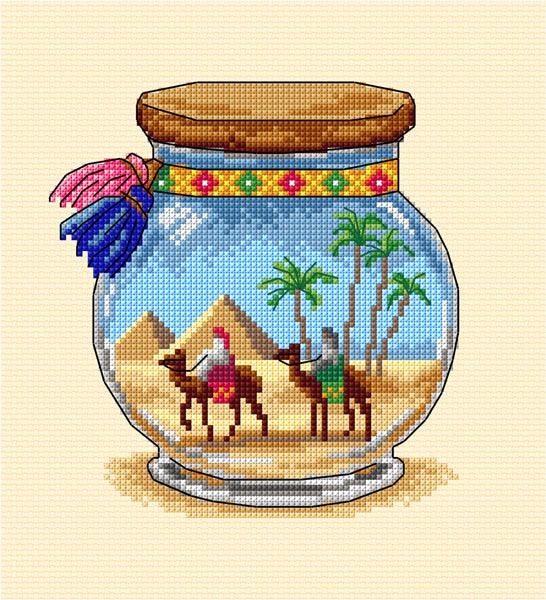 Complete counted cross stitch kit  "Vacation memories - Pyramids"