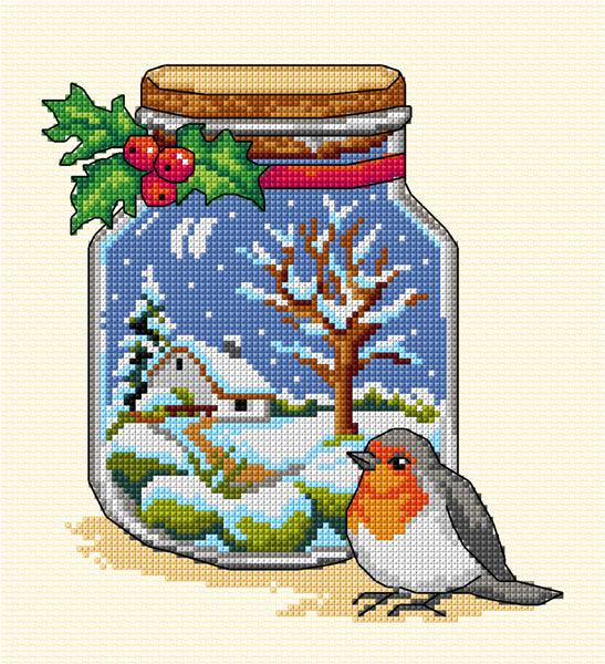 Complete counted cross-stitch kit "Winter Jar" 7774