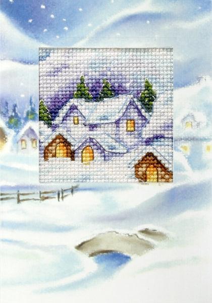 Complete cross stitch kit - greetings card "Winter landscape" 6195