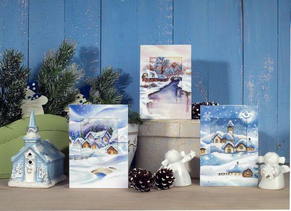 Complete cross stitch kit - greetings card "Winter landscape" 6195