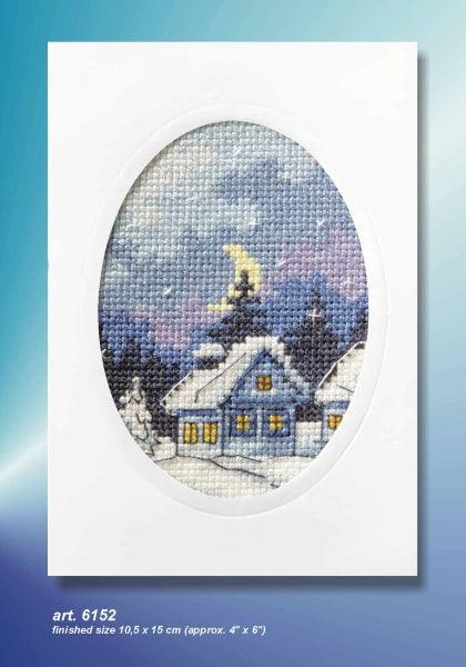 Complete cross stitch kit - greetings card "Winter night" 6152