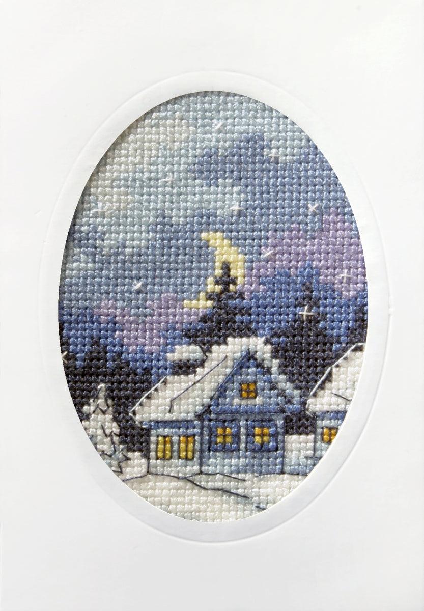 Complete cross stitch kit - greetings card "Winter night" 6152