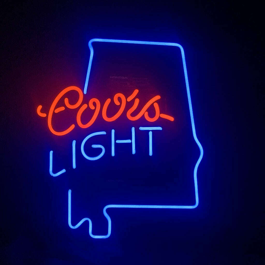 Coors Light with Alabama Maps Neon Light Sign