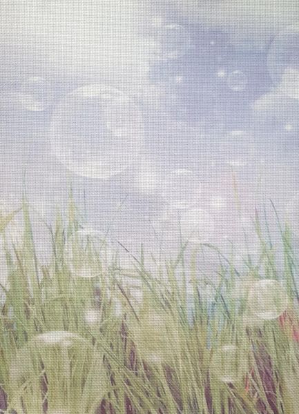 Whispering Meadow Designer Printed AIDA Fabric. Canvas for embroidery with an applied background  KF-1089A