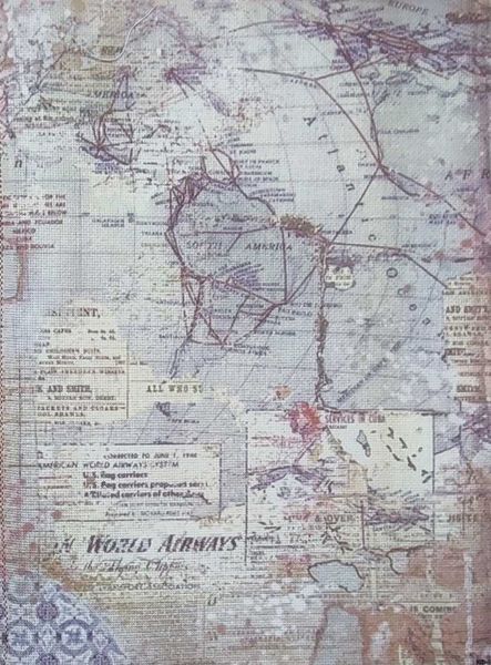 Lavender Letters Designer Printed AIDA Fabric. Canvas for embroidery with an applied background  KF-1271A