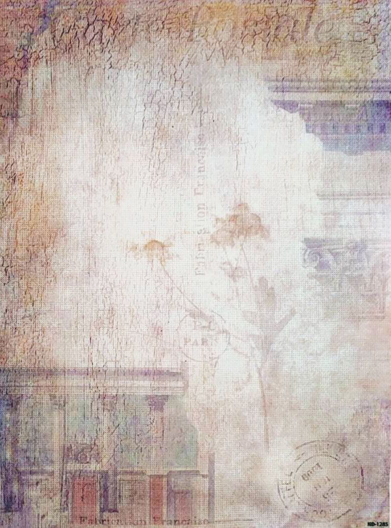 Antique Window Designer Printed AIDA Fabric. Canvas for embroidery with an applied background  KF-1285A