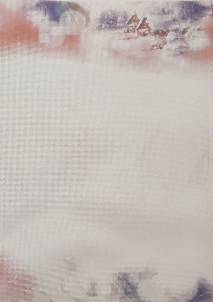 Winter Serenity Designer Printed AIDA Fabric. Canvas for embroidery with an applied background  KF-1291A