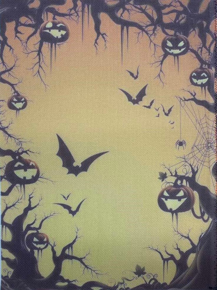 Spooky Hollow Designer Printed AIDA Fabric. Canvas for embroidery with an applied background  KF-1376A