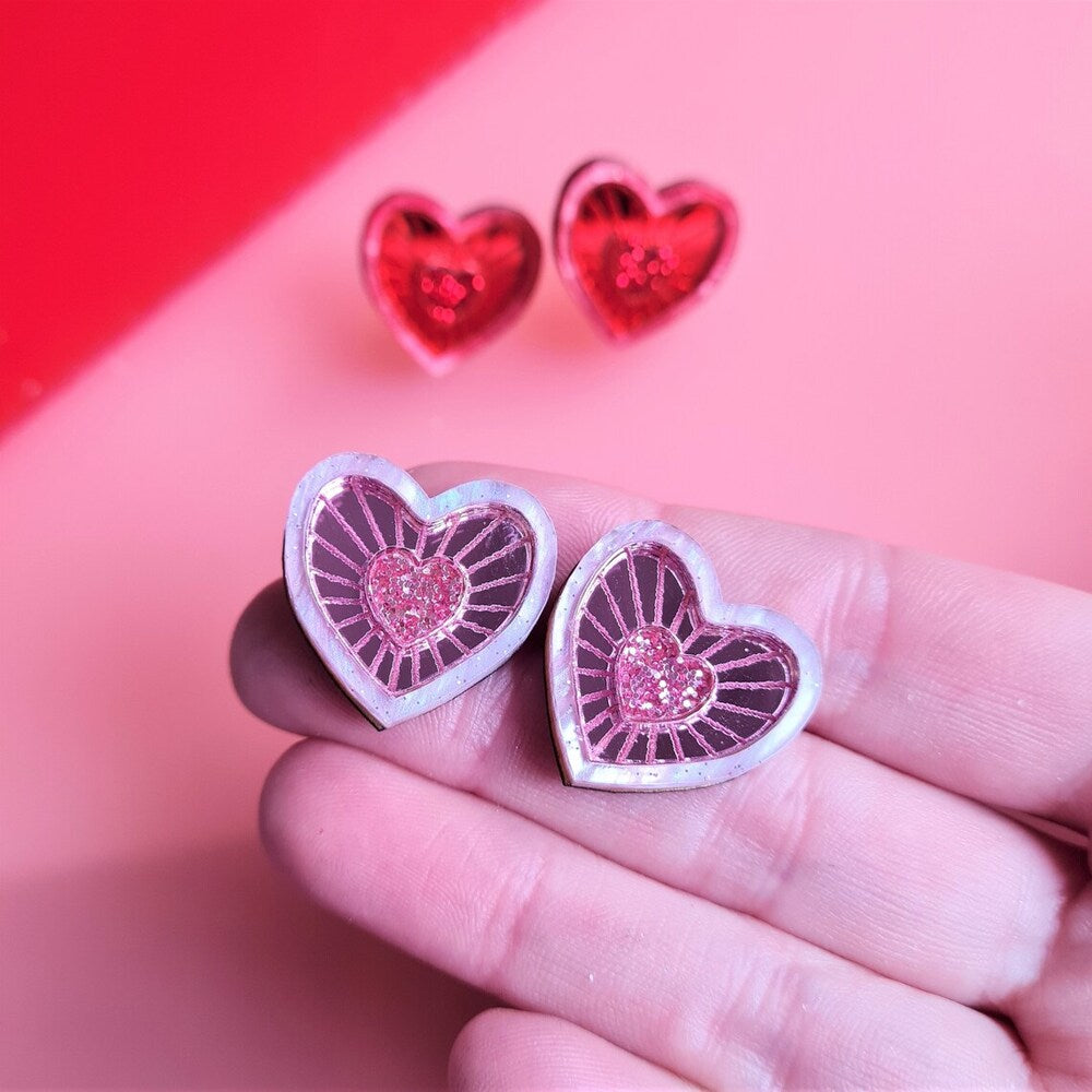 Cosmic Heart Stud Earrings by Cherryloco Jewellery 5
