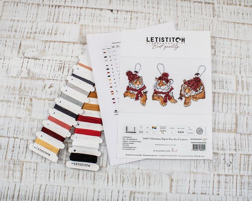 Counted Cross Stitch Kit Christmas Tigers Toys set of 3 pcs L8017
