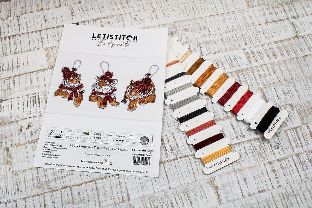 Counted Cross Stitch Kit Christmas Tigers Toys set of 3 pcs L8017