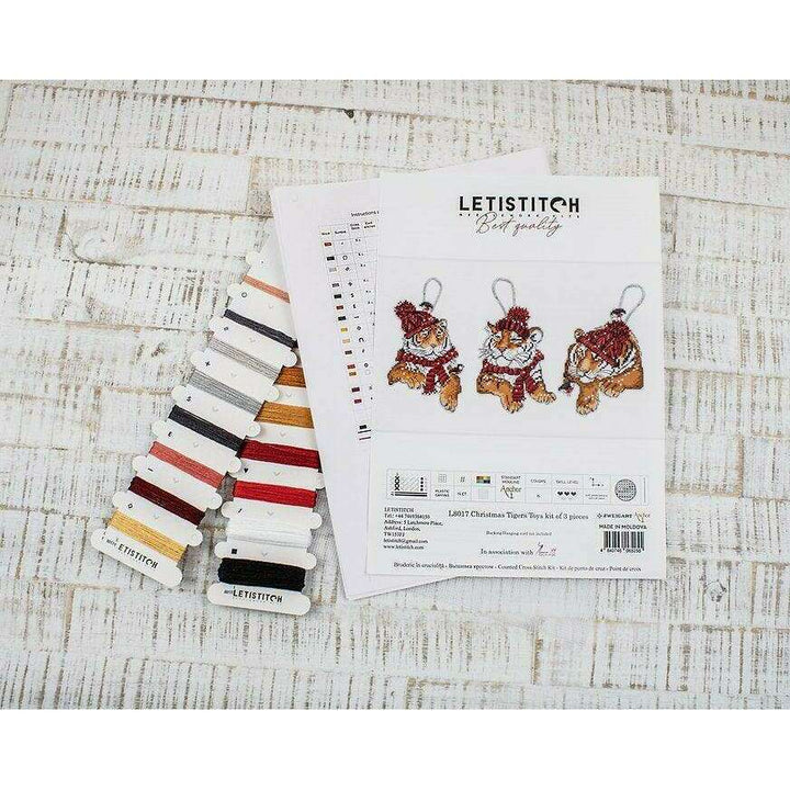 Counted Cross Stitch Kit Christmas Tigers Toys set of 3 pcs L8017