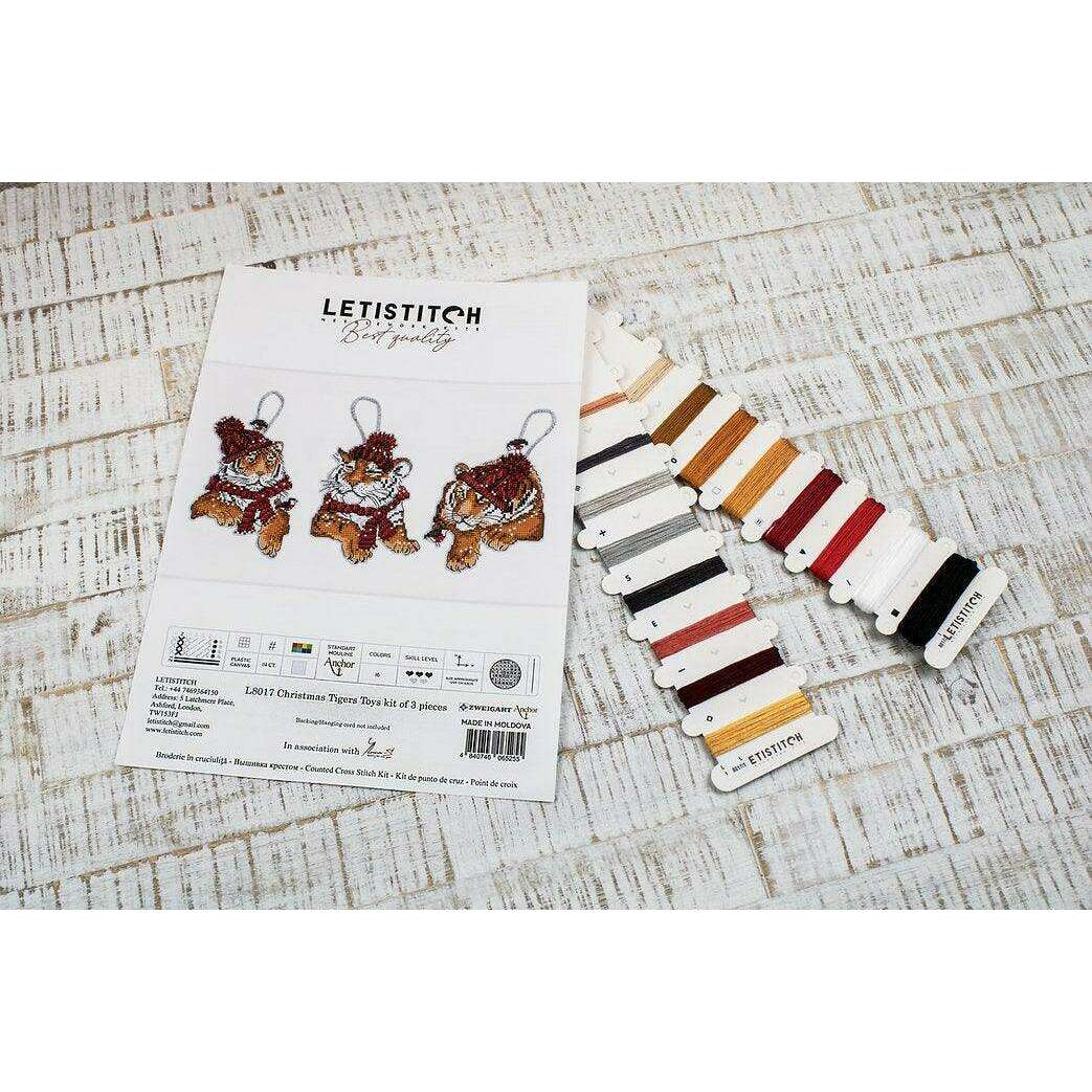 Counted Cross Stitch Kit Christmas Tigers Toys set of 3 pcs L8017