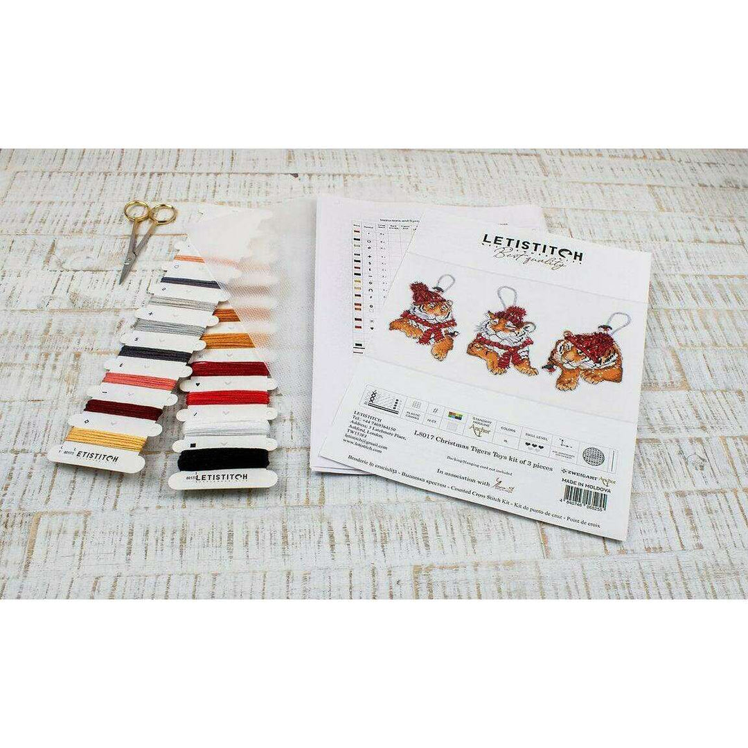 Counted Cross Stitch Kit Christmas Tigers Toys set of 3 pcs L8017