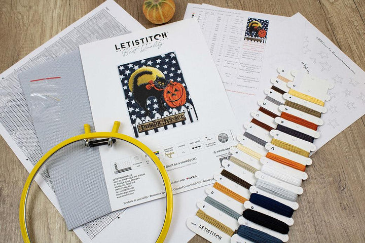 Counted Cross Stitch Kit Don't be a scaredy cat! L8039