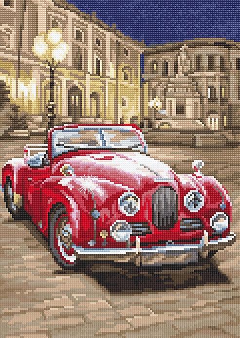 Counted Cross Stitch Kit Red Sports Car L8034