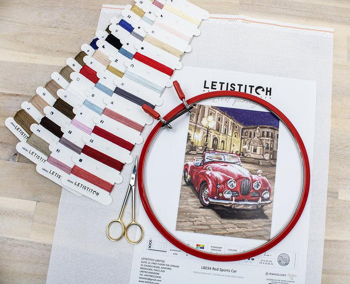 Counted Cross Stitch Kit Red Sports Car L8034
