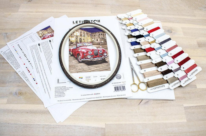 Counted Cross Stitch Kit Red Sports Car L8034