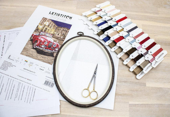 Counted Cross Stitch Kit Red Sports Car L8034