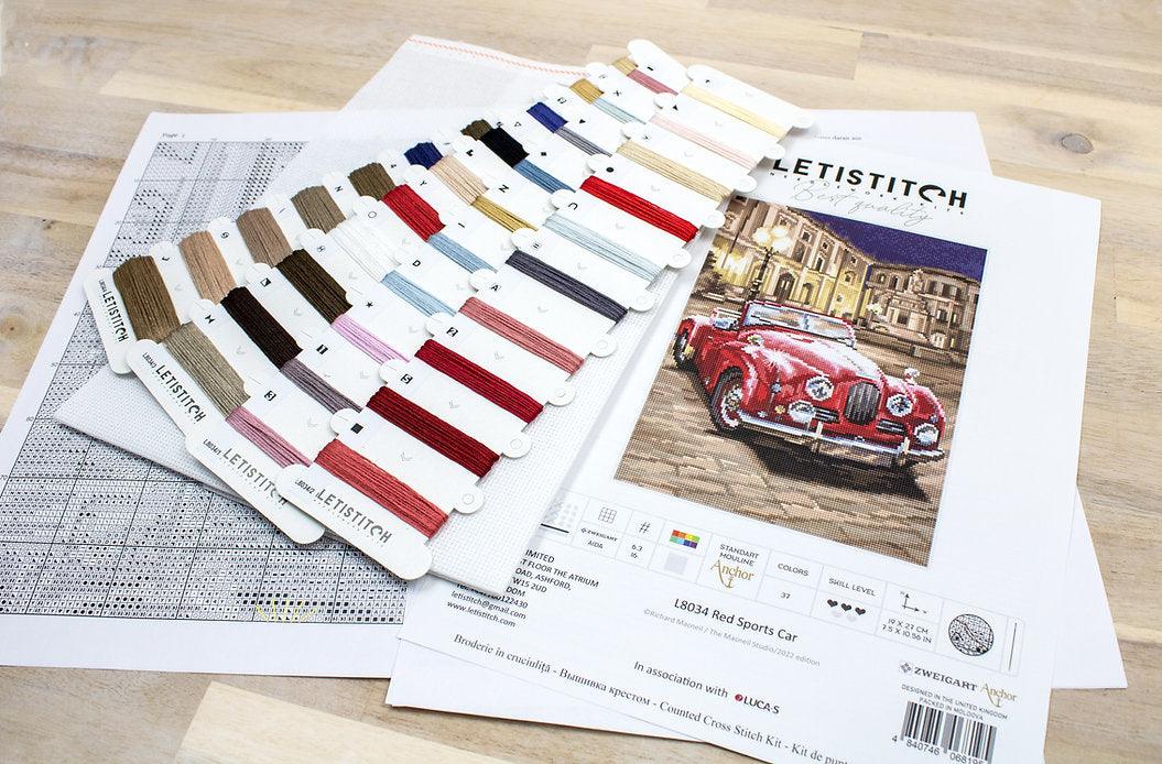 Counted Cross Stitch Kit Red Sports Car L8034