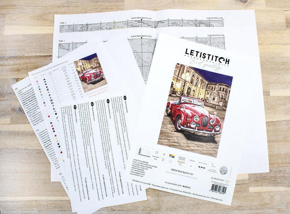Counted Cross Stitch Kit Red Sports Car L8034