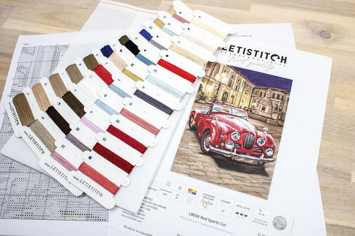Counted Cross Stitch Kit Red Sports Car L8034