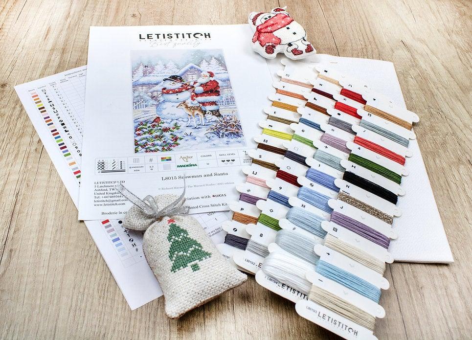 Counted Cross Stitch Kit Snowman and Santa L8015