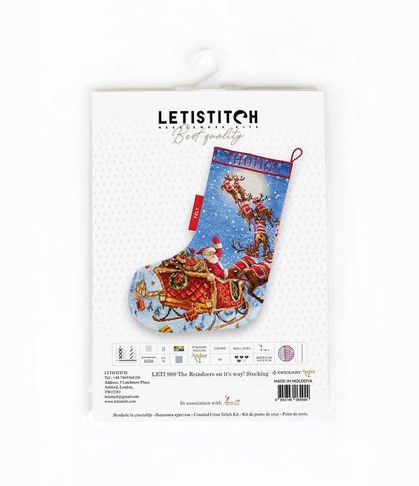 Counted Cross Stitch Kit The Reindeers on their way! Stocking Leti989