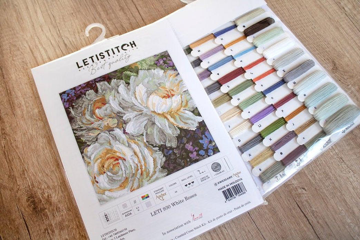 Counted Cross Stitch Kit White Roses Leti930