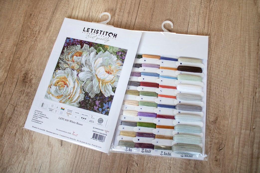 Counted Cross Stitch Kit White Roses Leti930