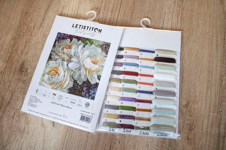 Counted Cross Stitch Kit White Roses Leti930