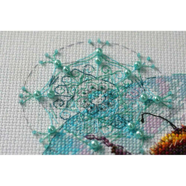 Cross-stitch kit Caramel spider web AH-085