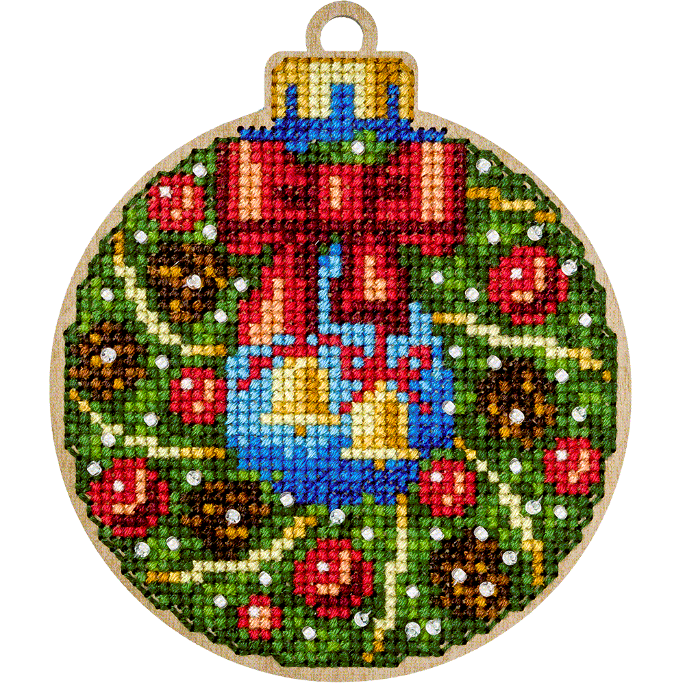Cross-stitch kit on wood FLW-003