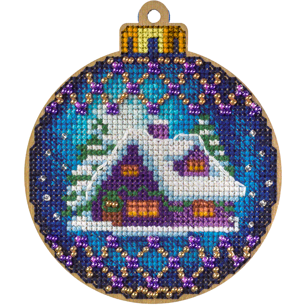 Cross-stitch kit on wood FLW-019