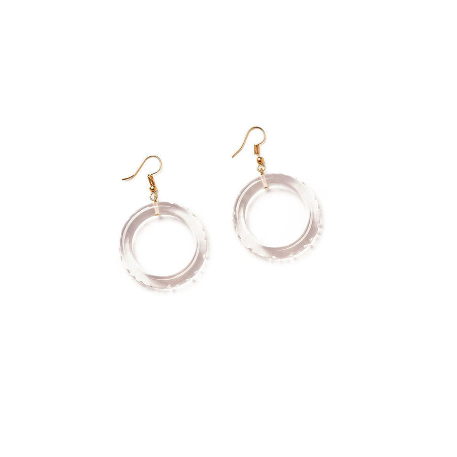 Crystal Heavy Carve Drop Hoop Earrings by Splendette image