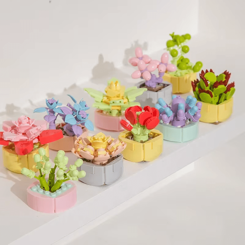 Crystal Lotus Building Brick Mini Potted Plant F07M9-12(104)-C3